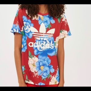 Adidas red floral shirt